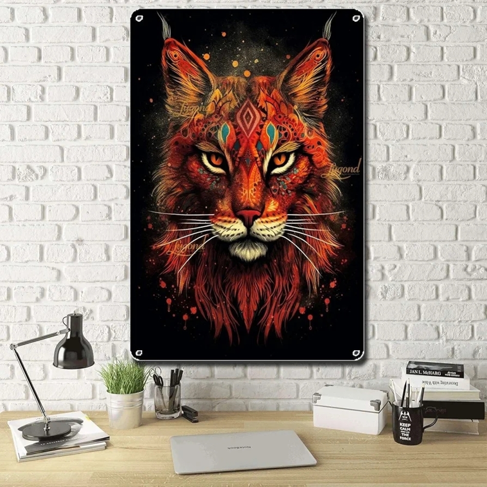 Vibrant Red Lynx Wall Art